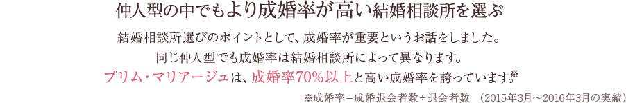 仲人型の中でもより成婚率が高い結婚相談所を選ぶ